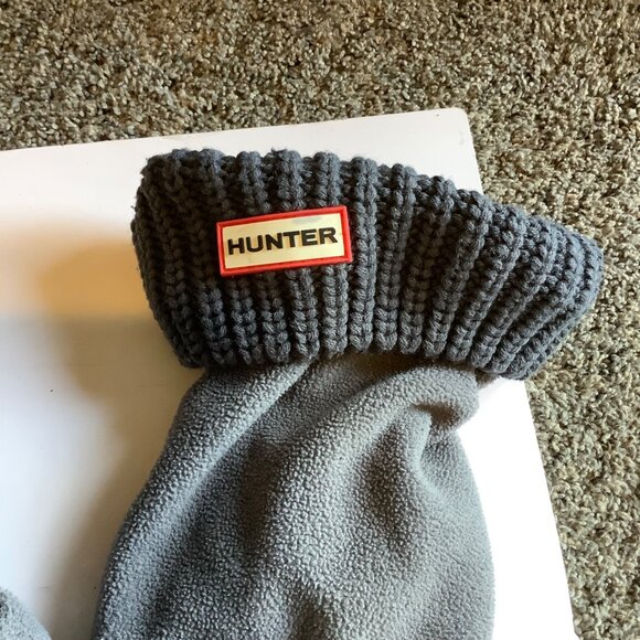 Hunter Gray Fleece Boot Socks With Knitted Cuffs For Women Size M - Picture 2 of 3